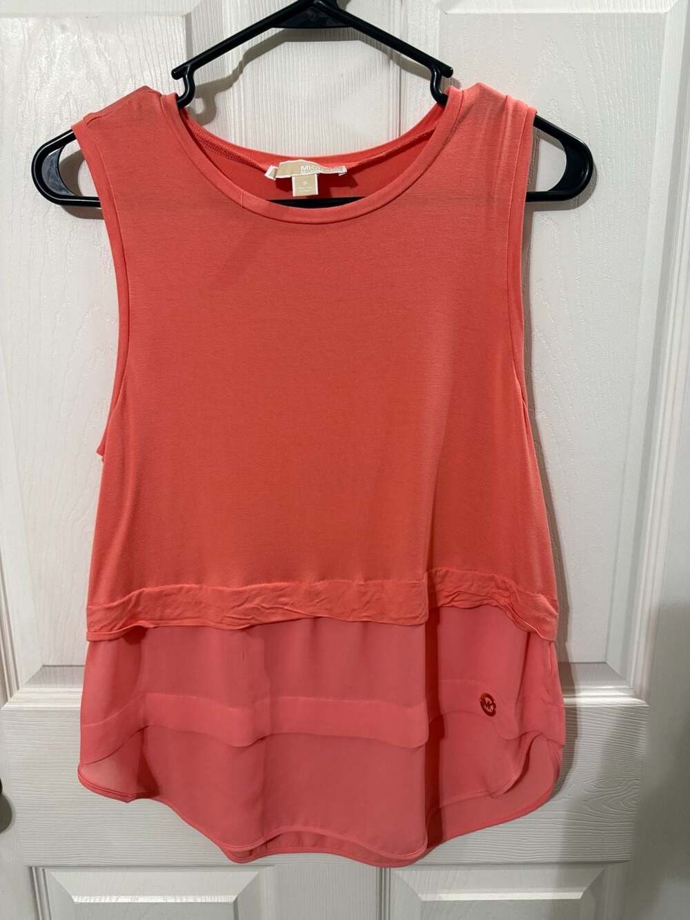 Michael Kors Sleeveless Layered Chiffon Tank Top Size S Coral